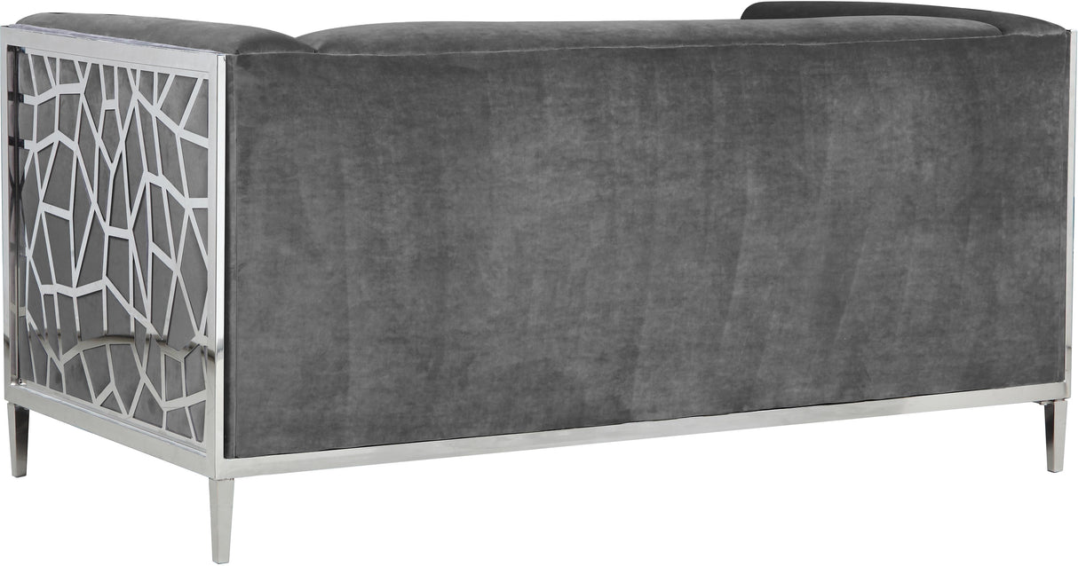 Opal Grey Velvet Loveseat - galleria furniture outlet
