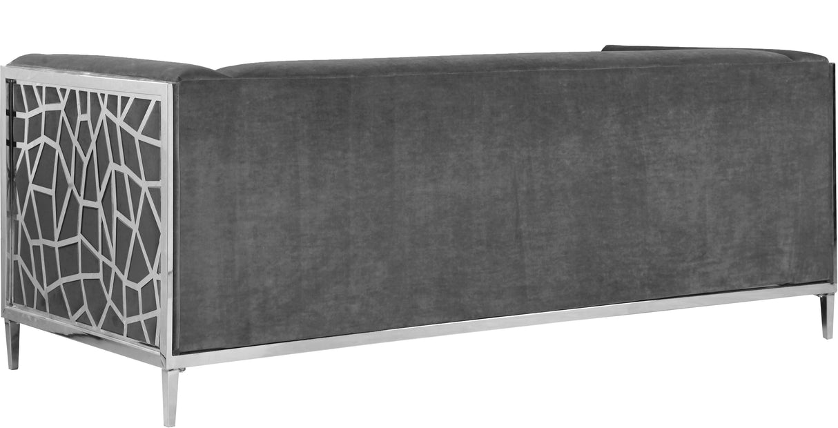 Opal Grey Velvet Sofa - galleria furniture outlet