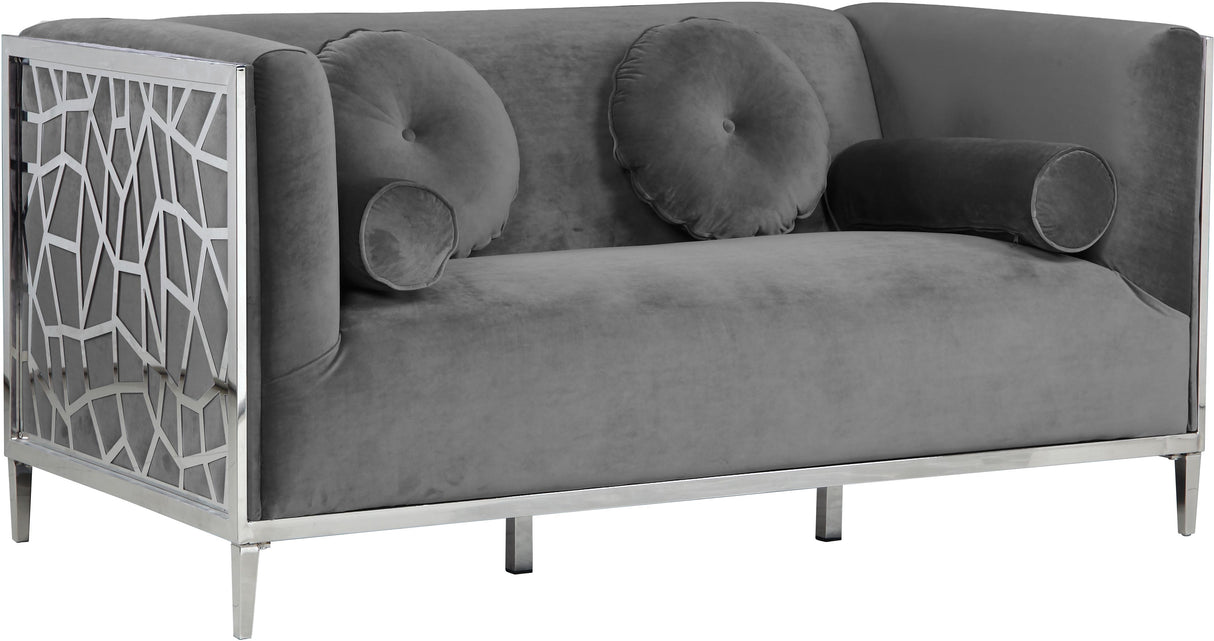 Opal Grey Velvet Loveseat - galleria furniture outlet