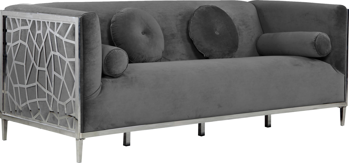Opal Grey Velvet Sofa - galleria furniture outlet