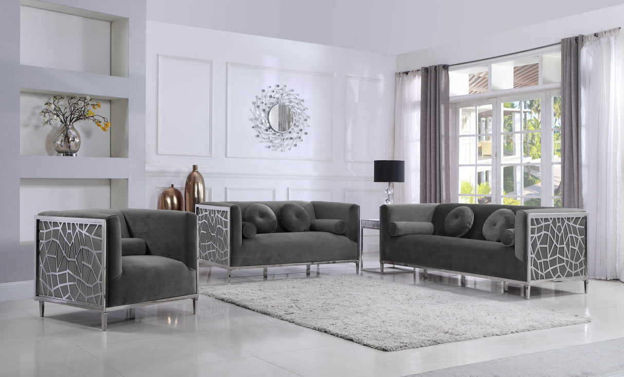 Opal Grey Velvet Loveseat - galleria furniture outlet