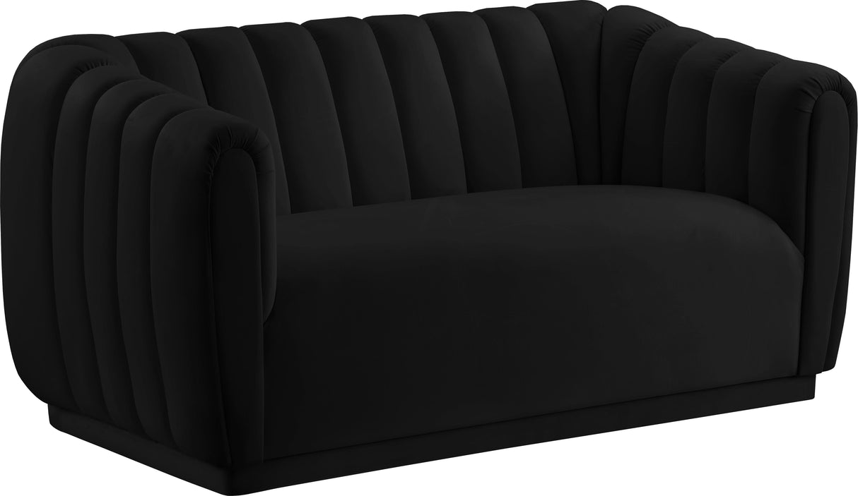 Dixie Black Velvet Loveseat - galleria furniture outlet
