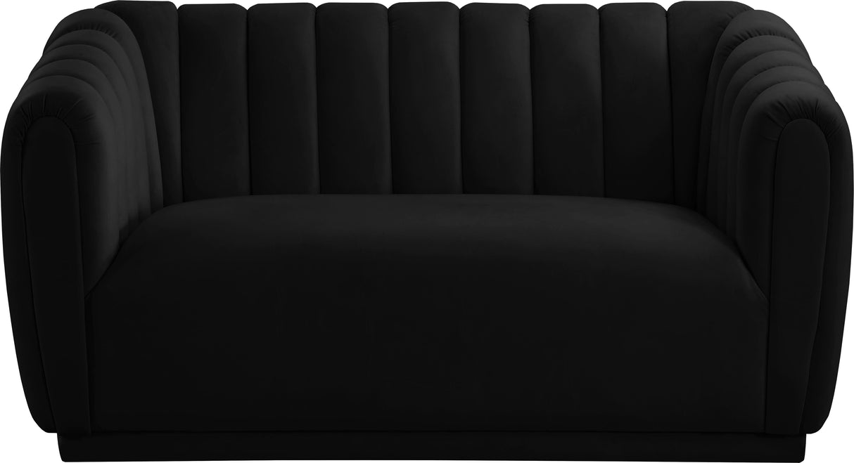 Dixie Black Velvet Loveseat - galleria furniture outlet
