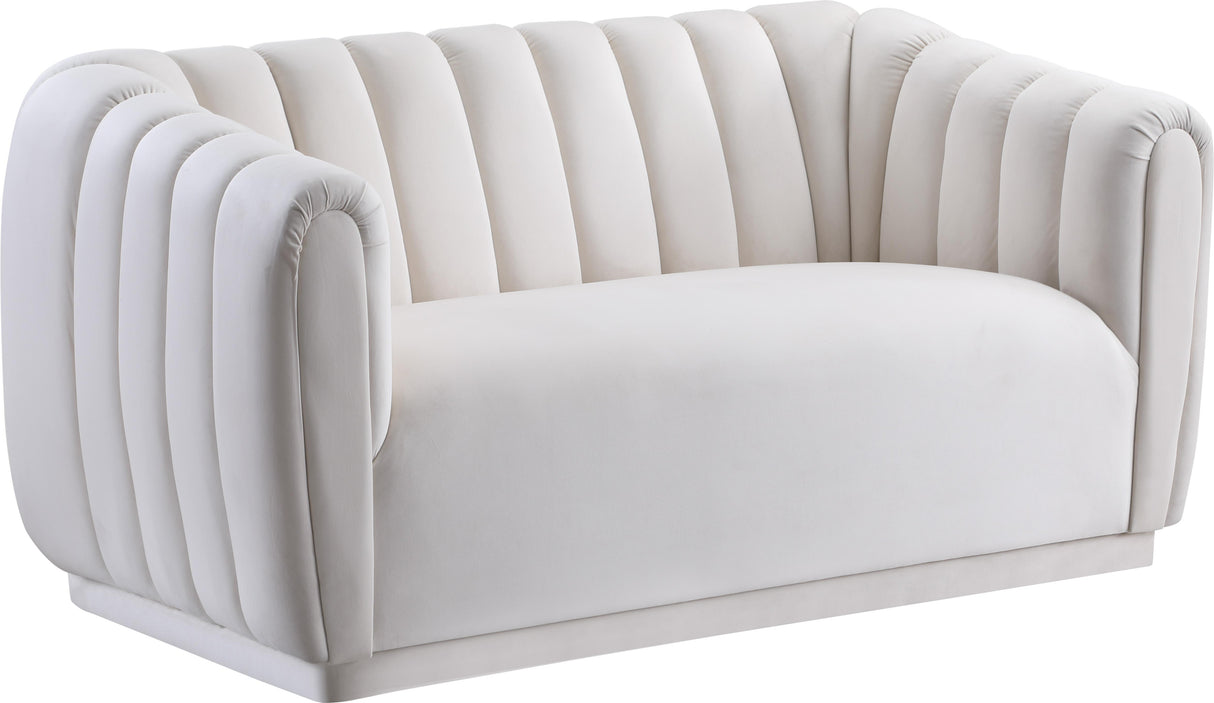 Dixie Cream Velvet Loveseat - galleria furniture outlet