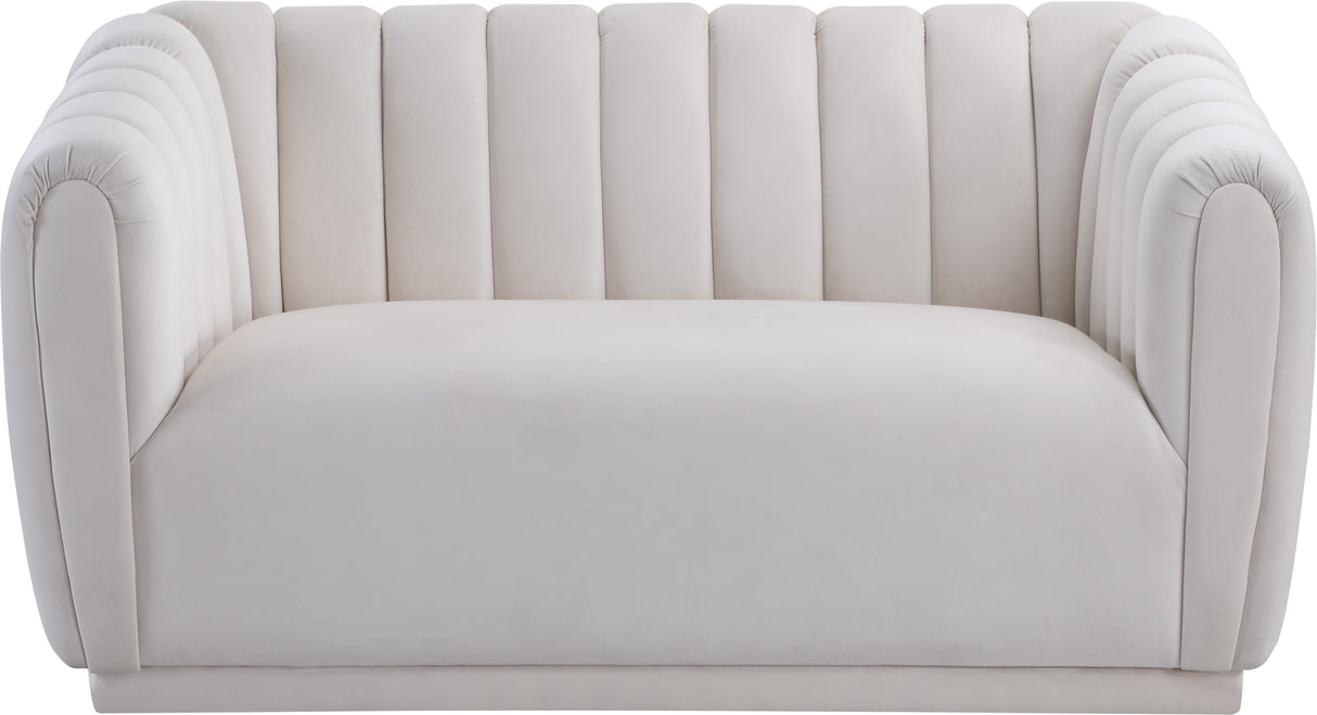 Dixie Cream Velvet Loveseat - galleria furniture outlet