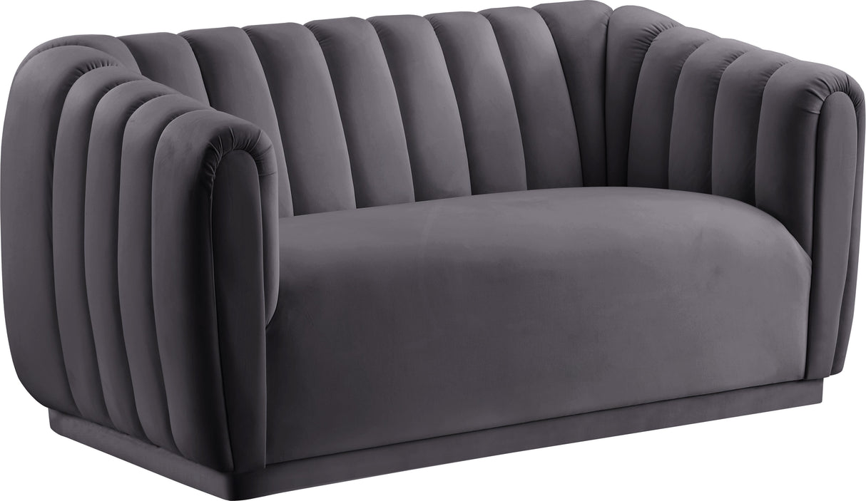 Dixie Grey Velvet Loveseat - galleria furniture outlet