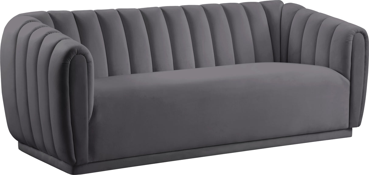 Dixie Grey Velvet Sofa - galleria furniture outlet