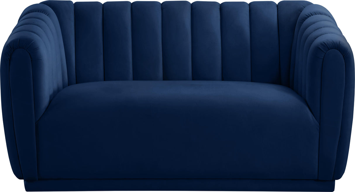 Dixie Navy Velvet Loveseat - galleria furniture outlet