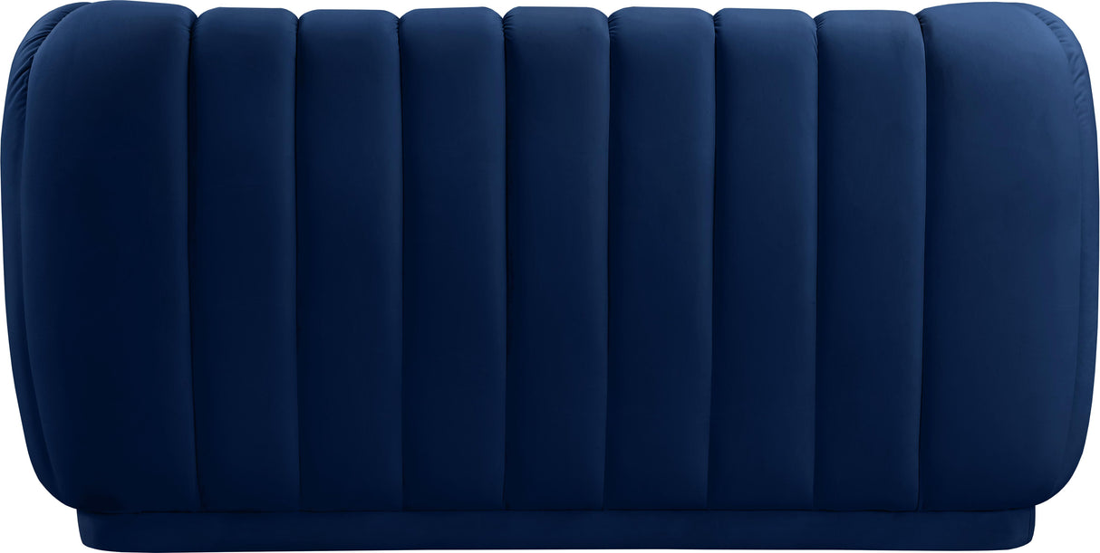 Dixie Navy Velvet Loveseat - galleria furniture outlet