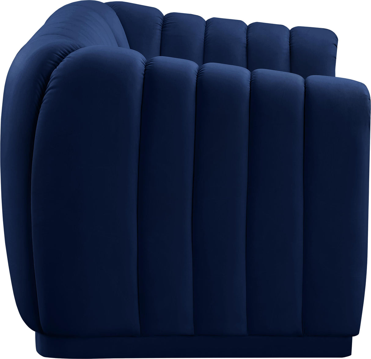 Dixie Navy Velvet Loveseat - galleria furniture outlet