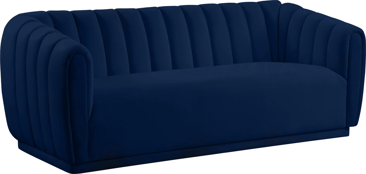 Dixie Navy Velvet Sofa - galleria furniture outlet