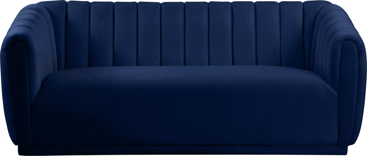 Dixie Navy Velvet Sofa - galleria furniture outlet
