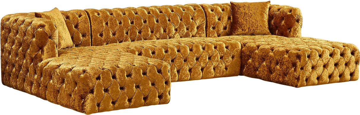 Coco Gold Velvet 3pc. Sectional (3 Boxes) - galleria furniture outlet