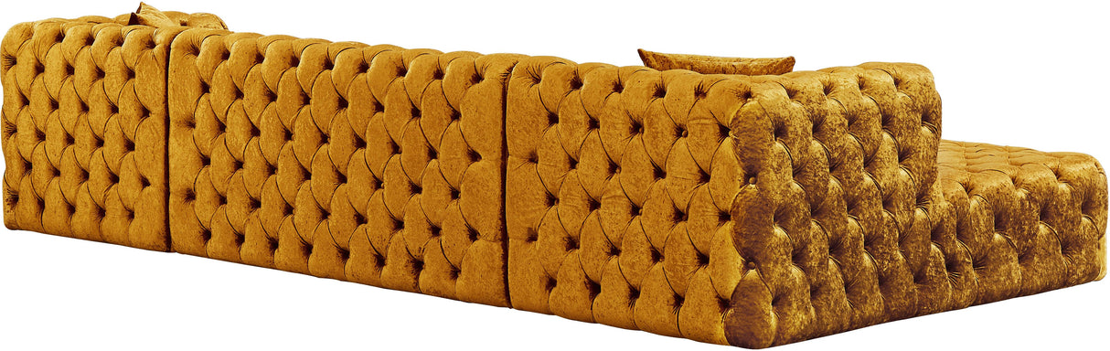 Coco Gold Velvet 3pc. Sectional (3 Boxes) - galleria furniture outlet
