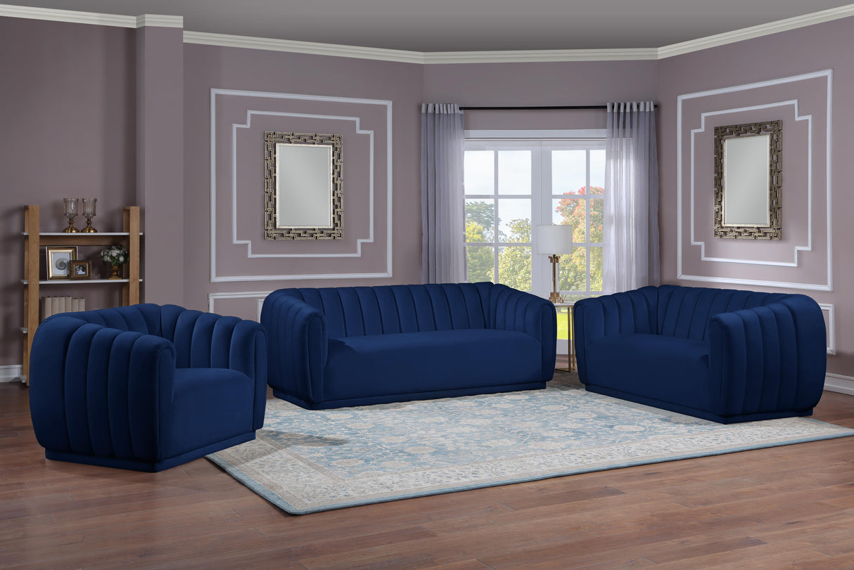 Dixie Navy Velvet Sofa - galleria furniture outlet