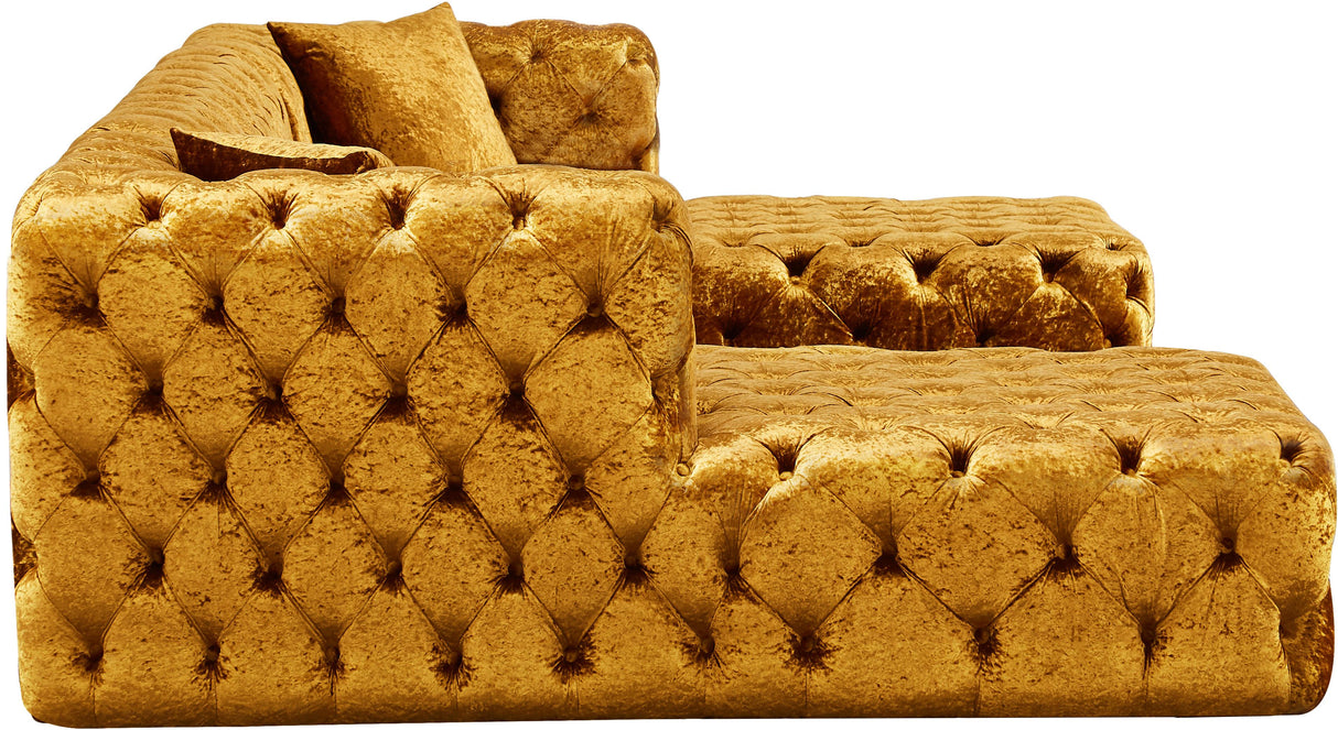 Coco Gold Velvet 3pc. Sectional (3 Boxes) - galleria furniture outlet