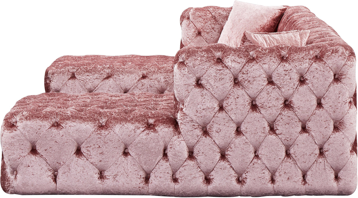 Coco Pink Velvet 3pc. Sectional (3 Boxes) - galleria furniture outlet