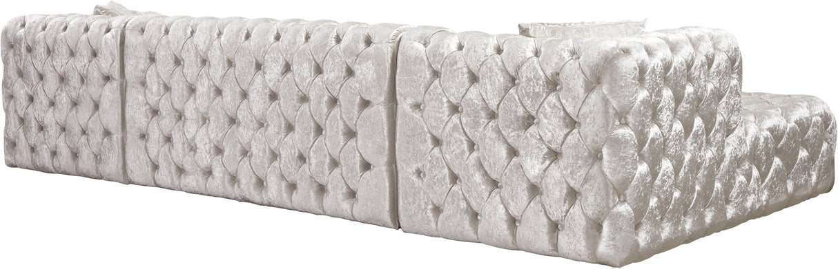 Coco White Velvet 3pc. Sectional (3 Boxes) - galleria furniture outlet