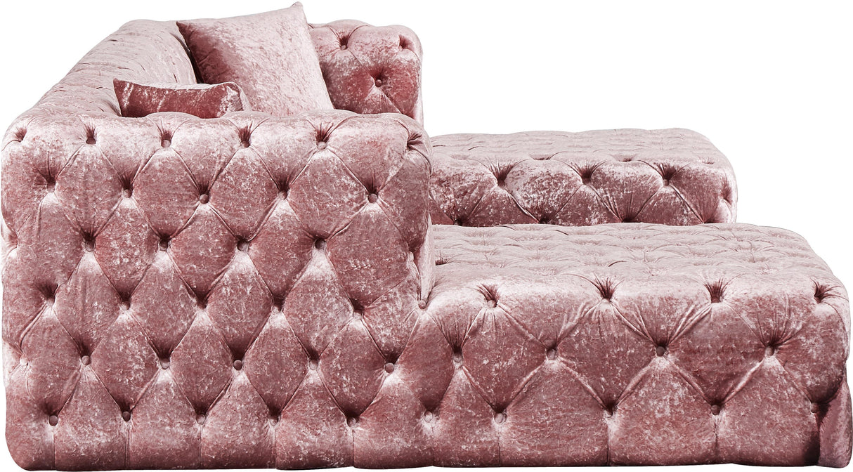 Coco Pink Velvet 3pc. Sectional (3 Boxes) - galleria furniture outlet