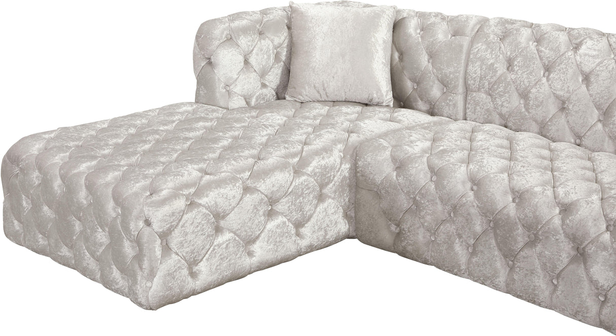 Coco White Velvet 3pc. Sectional (3 Boxes) - galleria furniture outlet