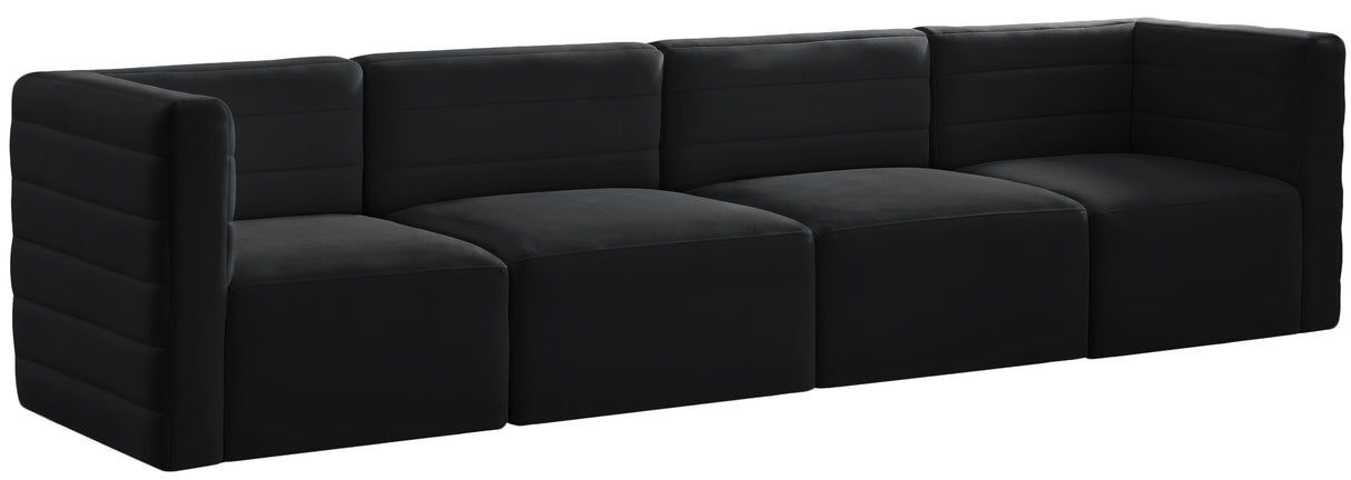 Quincy Black Velvet Modular Sofa - galleria furniture outlet