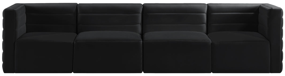 Quincy Black Velvet Modular Sofa - galleria furniture outlet