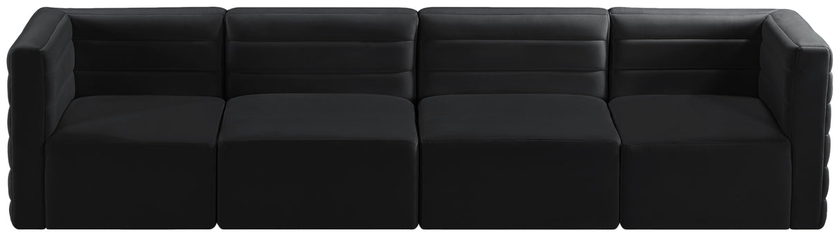 Quincy Black Velvet Modular Sofa - galleria furniture outlet