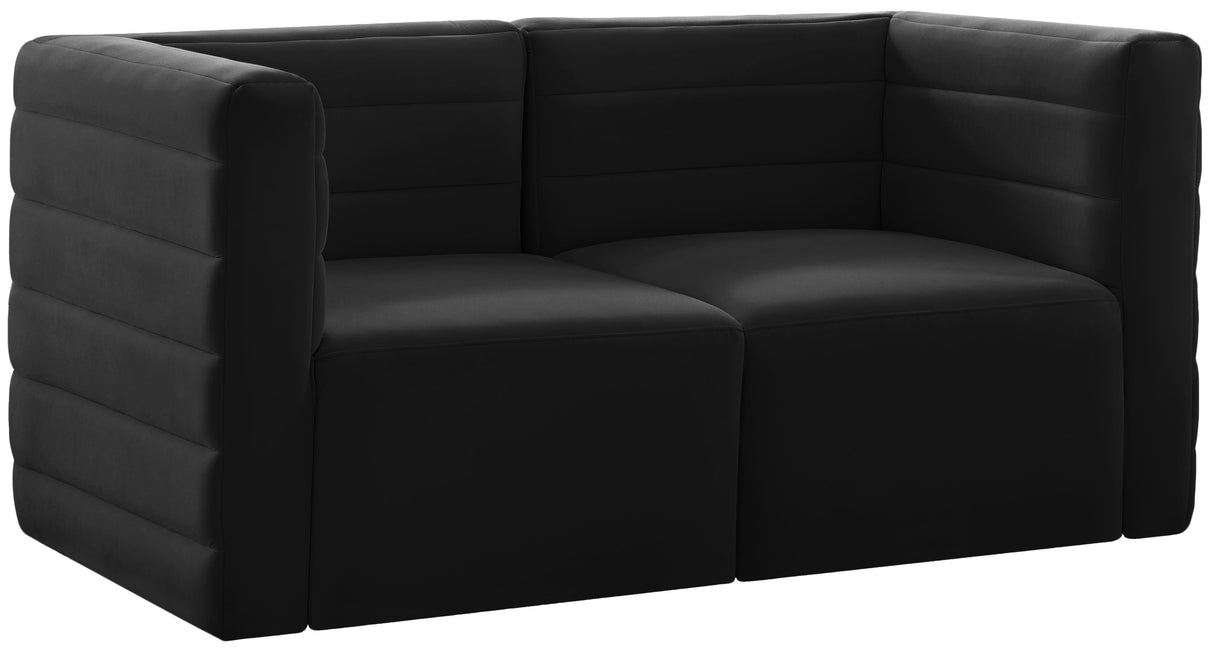 Quincy Black Velvet Modular Sofa - galleria furniture outlet