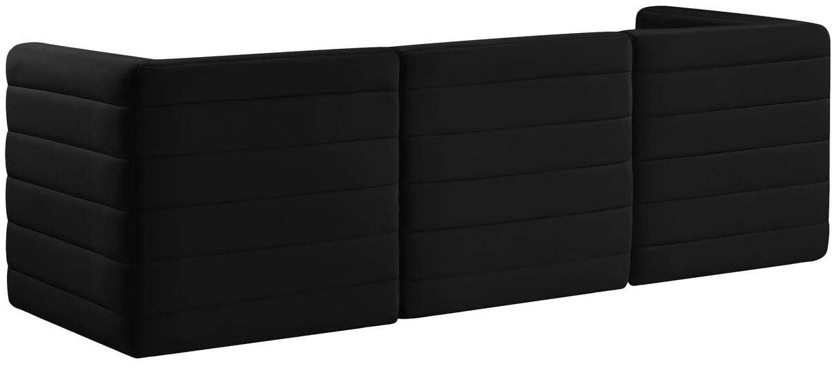 Quincy Black Velvet Modular Sofa - galleria furniture outlet