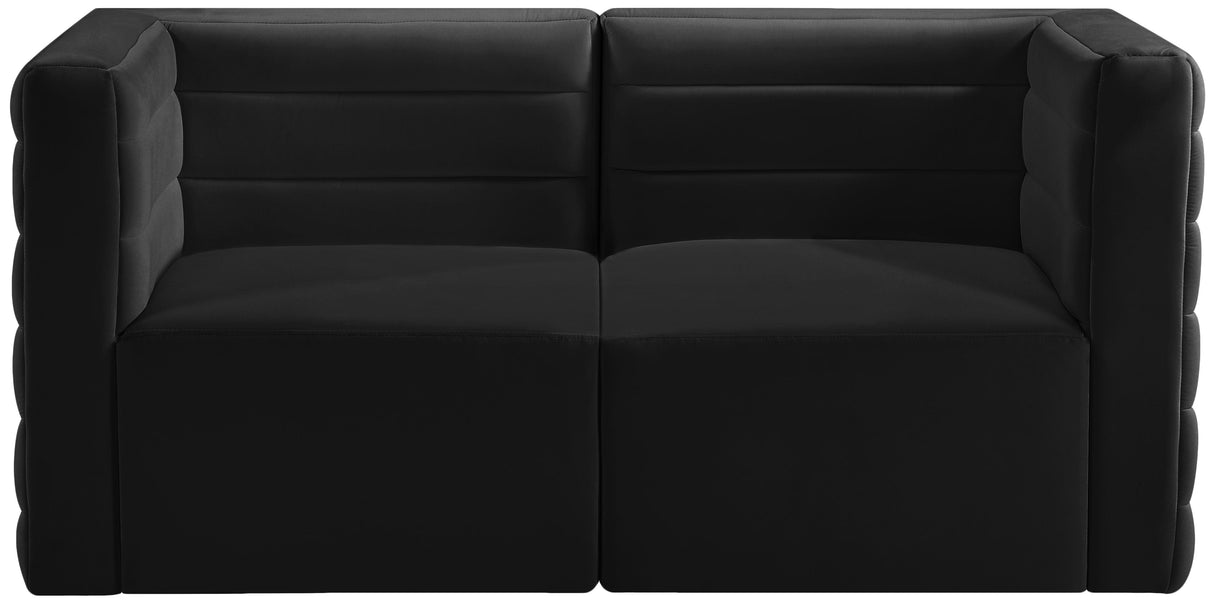 Quincy Black Velvet Modular Sofa - galleria furniture outlet