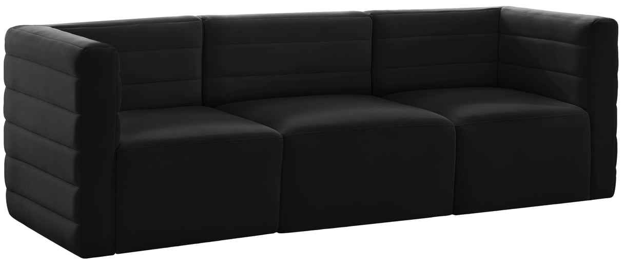 Quincy Black Velvet Modular Sofa - galleria furniture outlet
