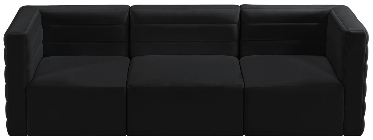 Quincy Black Velvet Modular Sofa - galleria furniture outlet