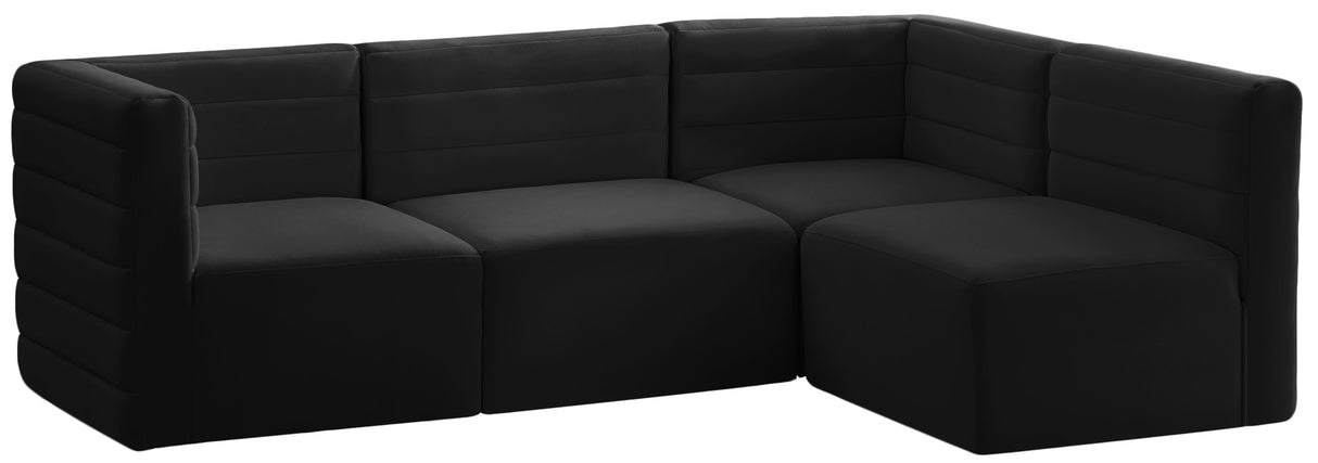 Quincy Black Velvet Modular Sectional - galleria furniture outlet