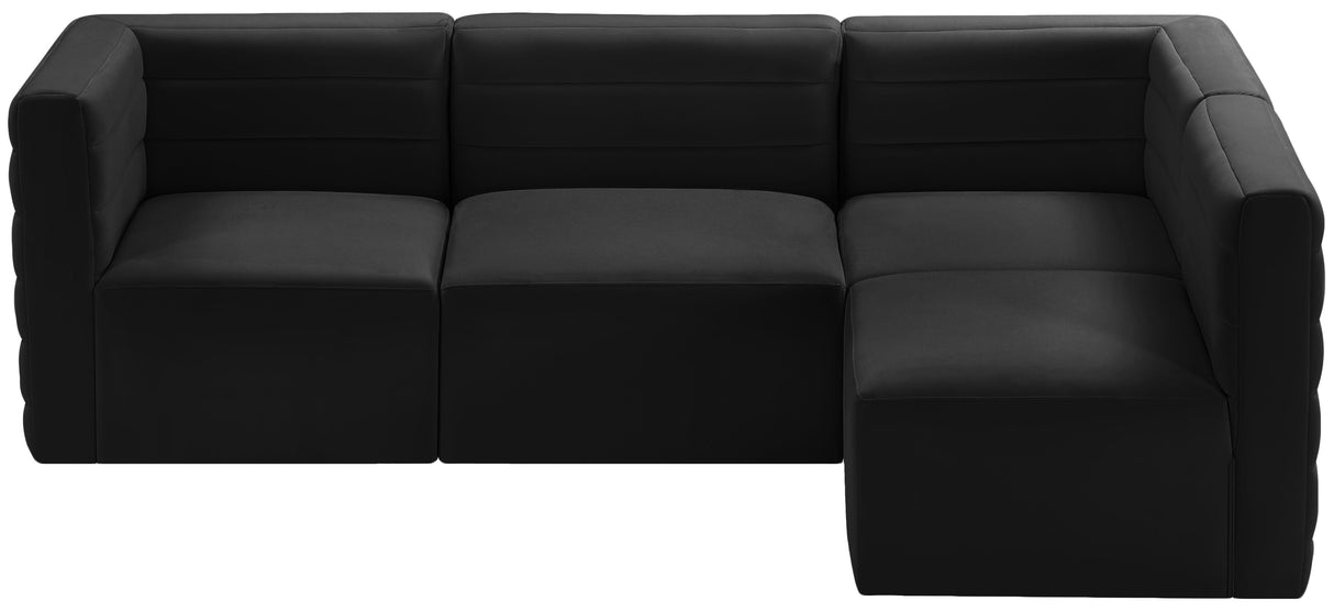 Quincy Black Velvet Modular Sectional - galleria furniture outlet