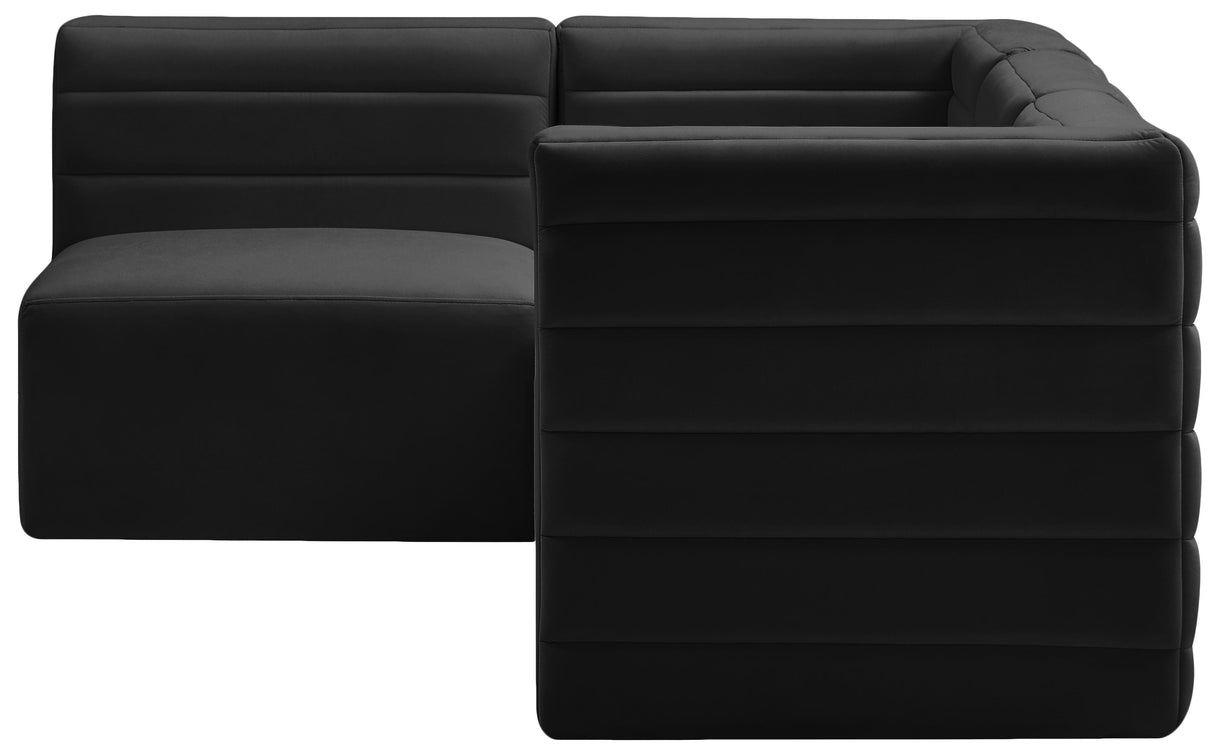 Quincy Black Velvet Modular Sectional - galleria furniture outlet