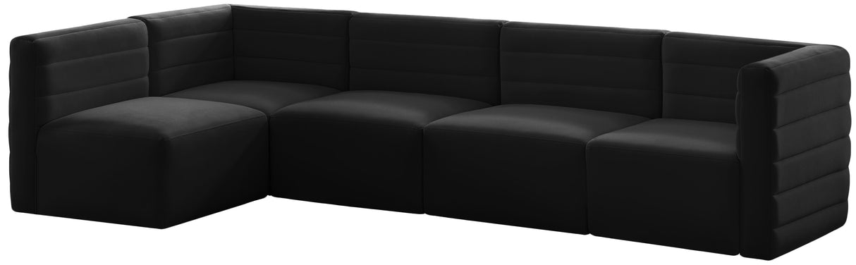 Quincy Black Velvet Modular Sectional - galleria furniture outlet