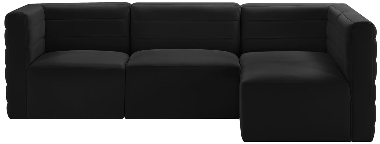 Quincy Black Velvet Modular Sectional - galleria furniture outlet