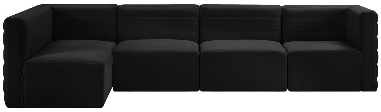 Quincy Black Velvet Modular Sectional - galleria furniture outlet
