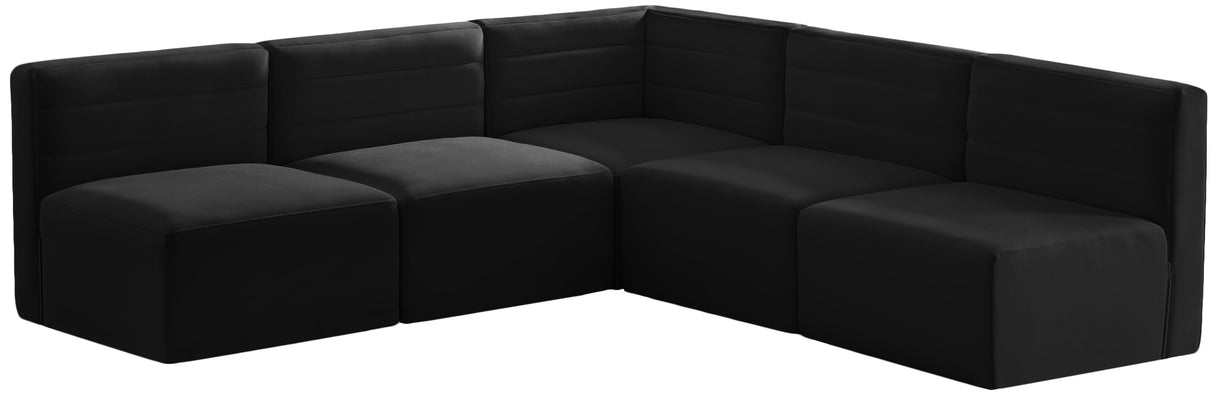 Quincy Black Velvet Modular Sectional - galleria furniture outlet