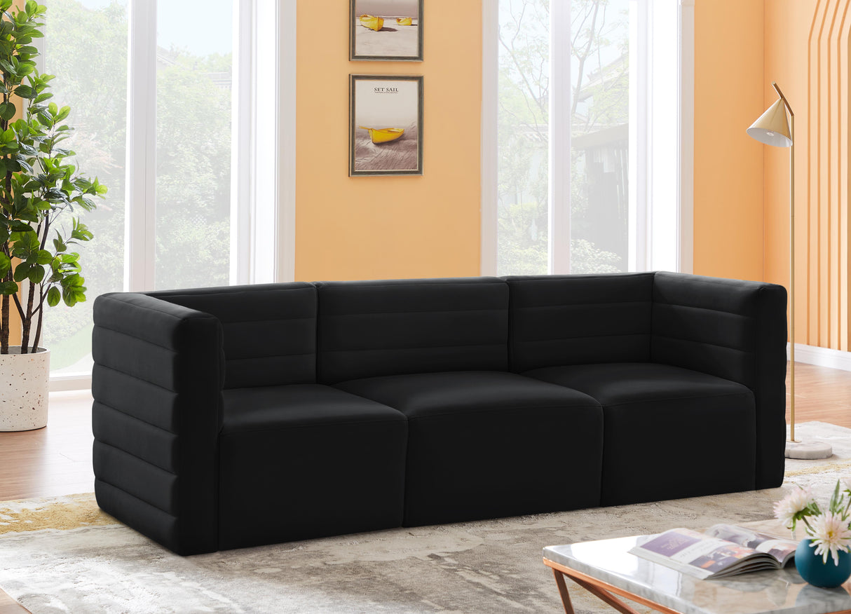 Quincy Black Velvet Modular Sofa - galleria furniture outlet
