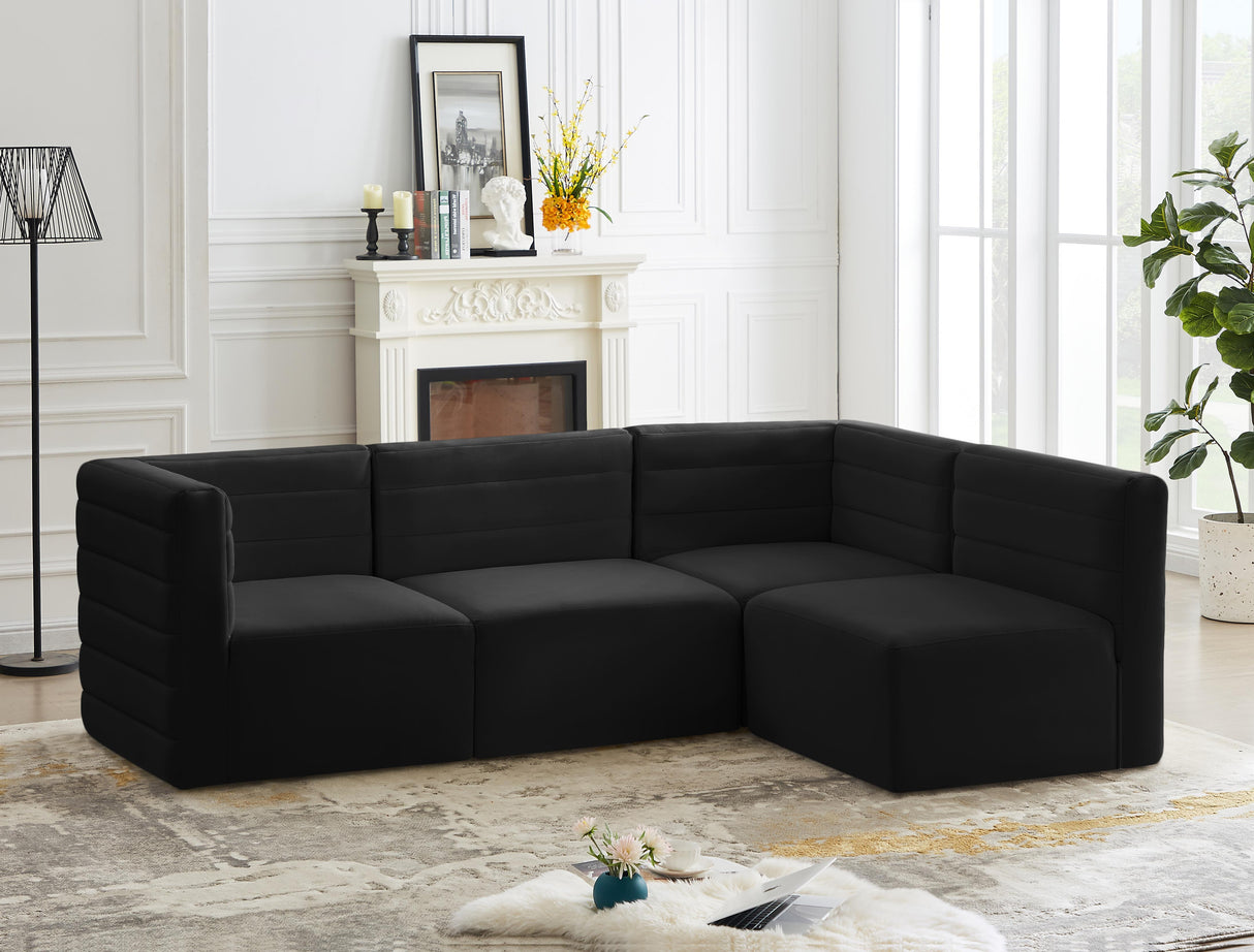 Quincy Black Velvet Modular Sectional - galleria furniture outlet