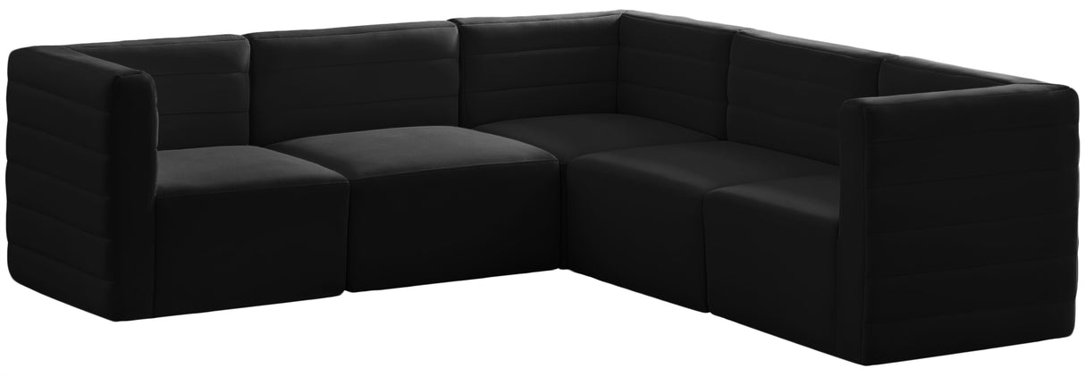 Quincy Black Velvet Modular Sectional - galleria furniture outlet