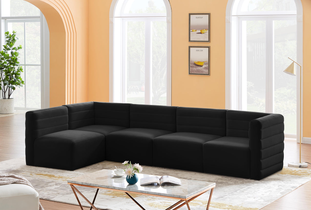 Quincy Black Velvet Modular Sectional - galleria furniture outlet