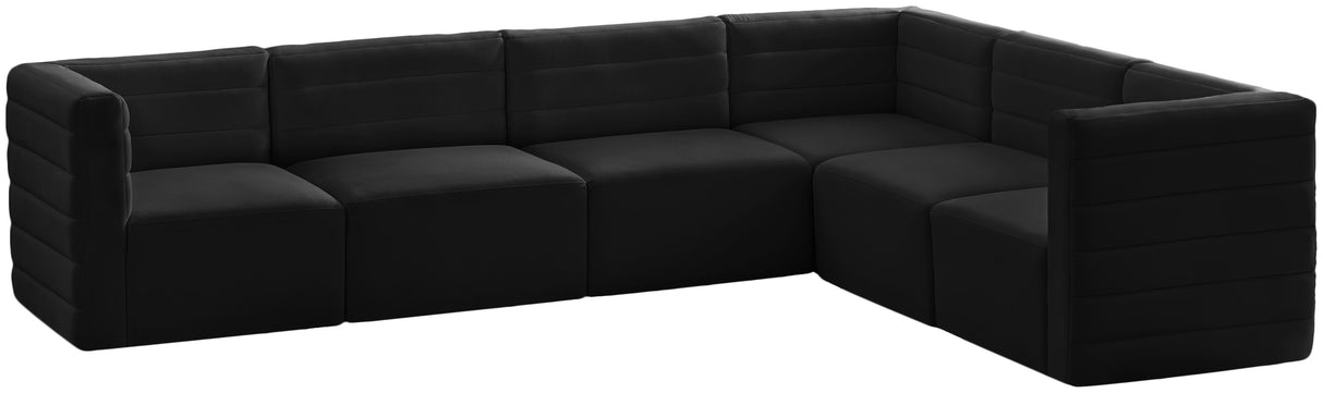 Quincy Black Velvet Modular Sectional - galleria furniture outlet