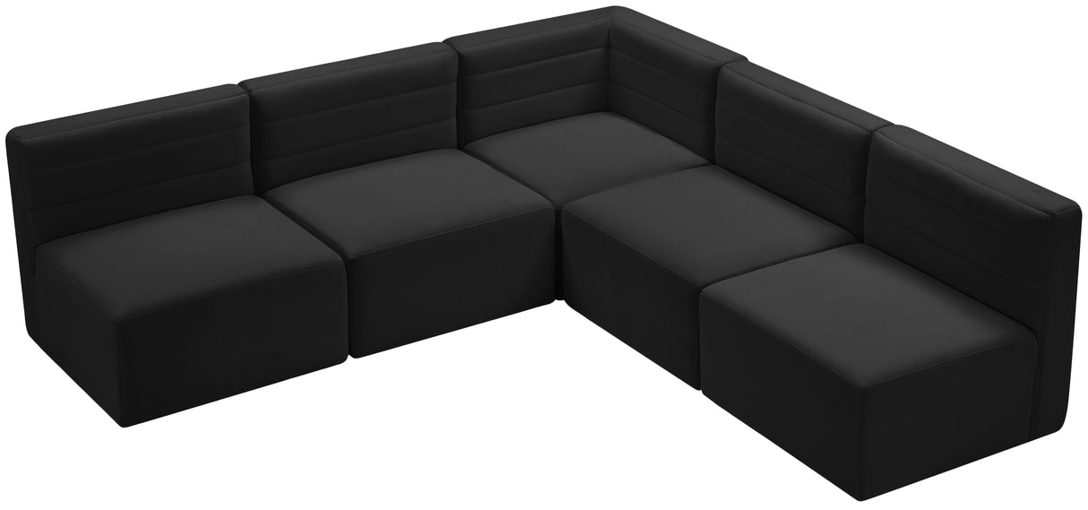 Quincy Black Velvet Modular Sectional - galleria furniture outlet