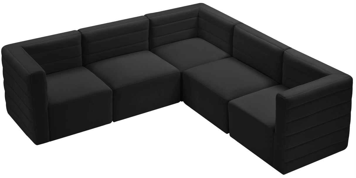Quincy Black Velvet Modular Sectional - galleria furniture outlet
