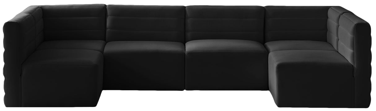 Quincy Black Velvet Modular Sectional - galleria furniture outlet