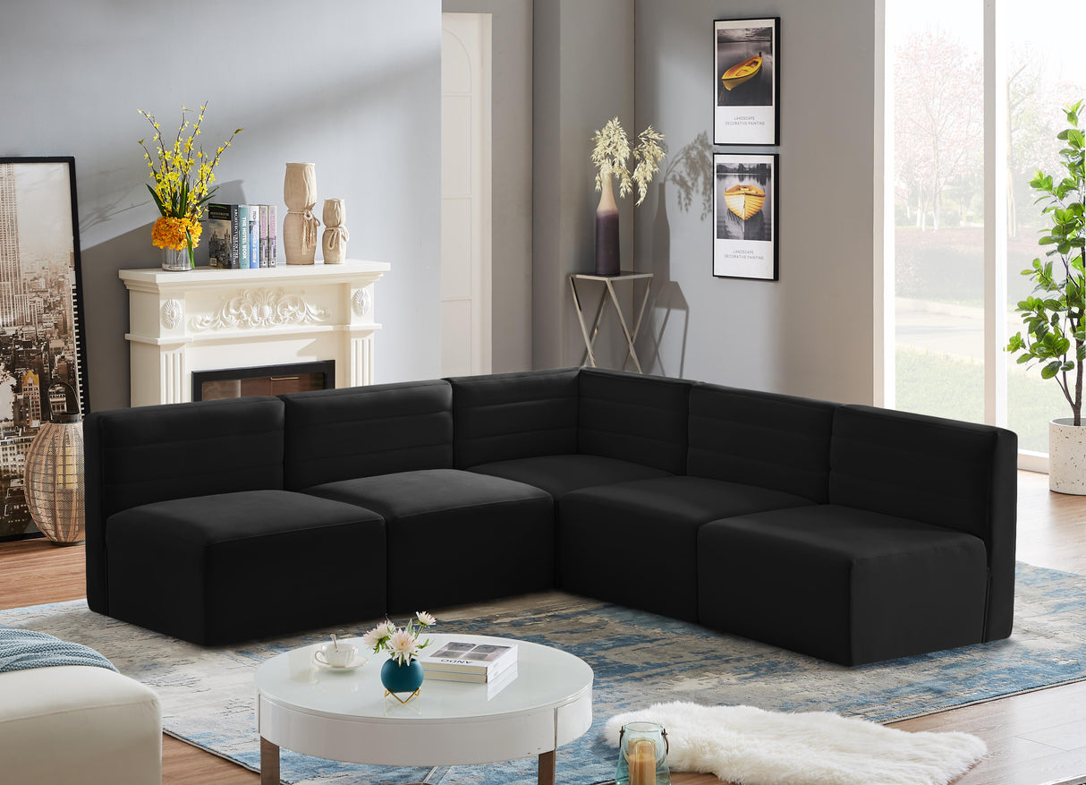 Quincy Black Velvet Modular Sectional - galleria furniture outlet