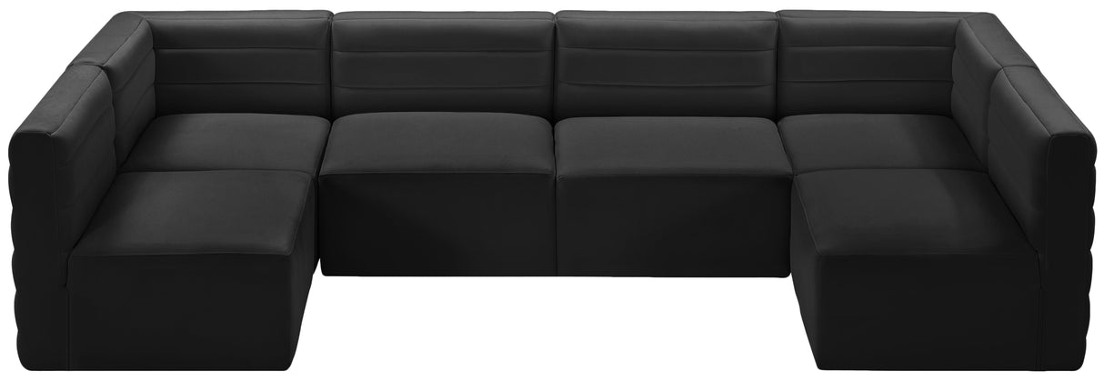 Quincy Black Velvet Modular Sectional - galleria furniture outlet