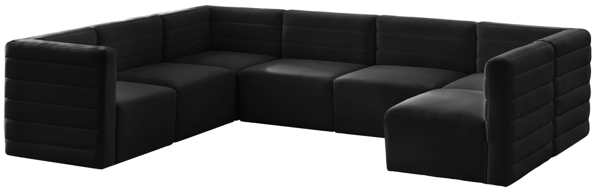 Quincy Black Velvet Modular Sectional - galleria furniture outlet